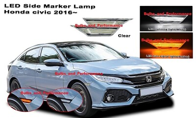 #ad JDM CLEAR LENS LED SWITCHBACK AMBER WWHITE SIDE MARKERS for 2016 21 Honda Civic $27.49