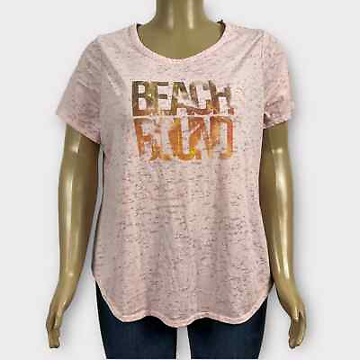 #ad Lane Bryant 18W 20W PLUS Beach Bound Pink Burnout Print Graphic T shirt Top $28.00