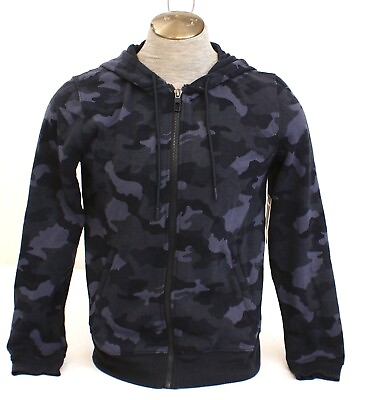 #ad 90 Degree Blue Camouflage Zip Front Hoodie Hooded Jacket Sweatshirt Men#x27;s M NWT $78.99