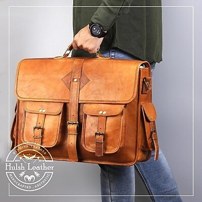 #ad Men#x27;s Genuine Vintage Leather Messenger Shoulder Laptop Bag Briefcase Brown $62.66