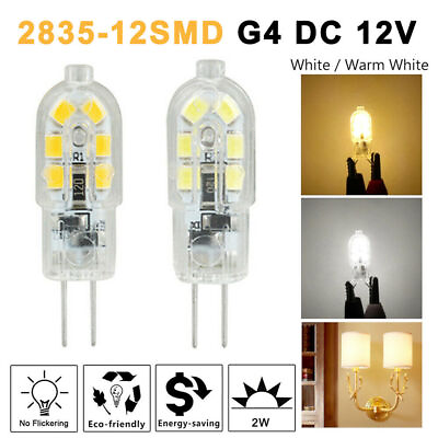 #ad 10 100PCS G4 Bi pin 12 LED Lamp Light Bulb DC 12V 6000K 10W 2835SMD White Warm $55.99