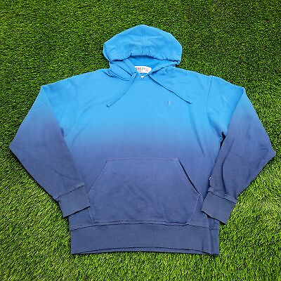#ad Champion Small Chest Logo Hoodie M Short 21x26 Ombre Dip Dyed Edgy Style Classic $66.54