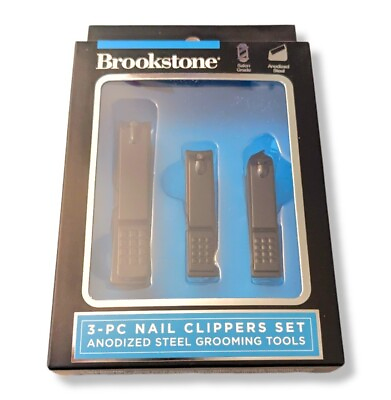 #ad NAIL CLIPPER SET 3 Pcs Nail Clippers SALON GRADE ANODIZED STEEL BROOKSTONE $9.95