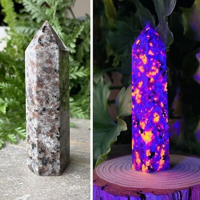 #ad Yooperlite UV Fluorescent Crystal Tower Healing Meditation Chakra Obelisk Decor $14.80