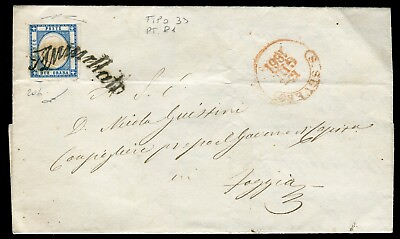 #ad 1861 Antique States Provinces Neapolitan Missiva BY S.Severus With Curlicue $3149.70