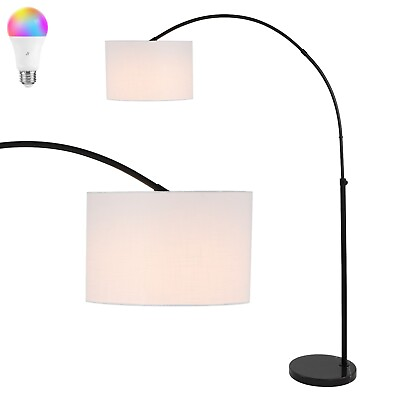#ad JONATHAN Y 70quot; Industrial Adjustable Iron LED Floor Lamp w Smart Bulb Black $111.99