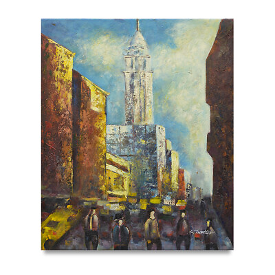 #ad NY Art Modern Art New York City Crew 20x24 Original Oil Painting On Sale $70.00