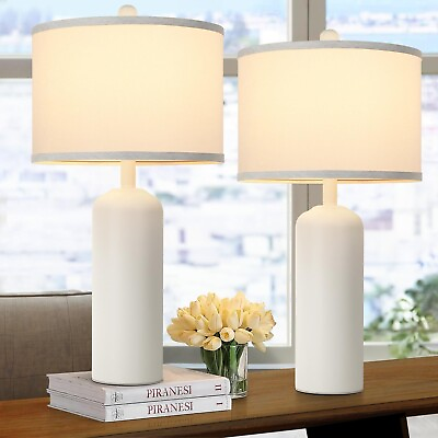 #ad Ceramic Table Lamps Set of 2 for Bedroom Living Room 24.8#x27;#x27; Modern Matte Whi... $187.58