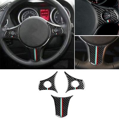 #ad 3×Carbon Fiber Steering Wheel Panel Trim For Alfa Romeo 159 Brera Spider 2004 11 $12.24