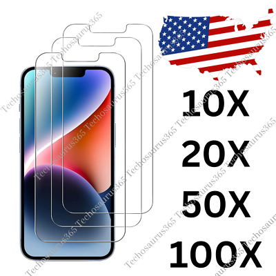 #ad Wholesale Lot Tempered Glass Screen Protector For iPhone 14 13 12 11 XR XS X 8 7 $56.58