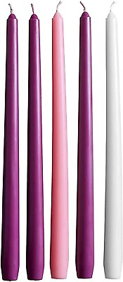 #ad Advent Candle Set Christmas Taper Candles Purple Pink and White for Holidays $11.80