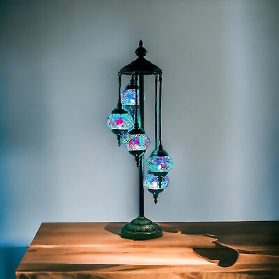 #ad 5 Globe Night Light Turkish Handmade Moroccan Lamp Purple Blue Home Decor $199.00