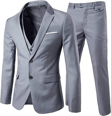 #ad Cloudstyle Men#x27;s 3 Piece 2 Buttons Slim Fit Solid Color Jacket Smart Wedding For $103.83