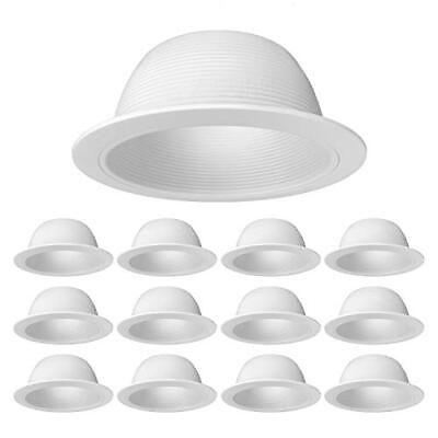 #ad 12pack 6quot; Metal Recessed Can Light Trim Cover Step Baffle With Ring Whi $61.38