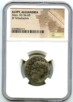 #ad 54 AD Ancient Rome Emperor Nero Alexandria Egypt BI Tetradrachm NGC Graded $165.00