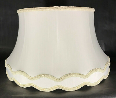 #ad New 13x19x11 Eggshell Deluxe Gallery Bell Fabric Floor Lamp Shade W Gimp Trim $141.95