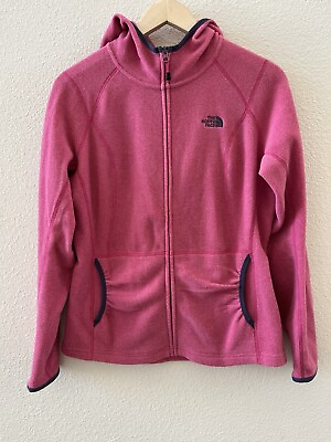 #ad THE NORTH FACE Jacket Womens Medium Full Zip Fleece Pink Pocket Logo Casual $14.95