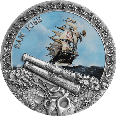 #ad San Jose Grand Shipwrecks 2 oz .999 Antique Finish High Relief coin Niue $275.00