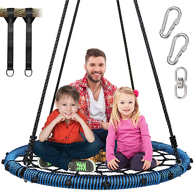 #ad 700Lbs 45quot; Large Round Tree Swing for Kids Outdoor Saucer Swing Adjustable Ropes $89.55