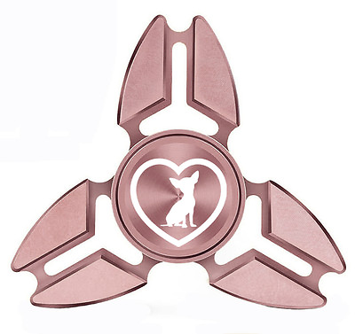 #ad Fidget Spinner Tri Spinner Aluminum Metal Chihuahua Heart $14.99