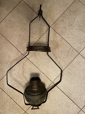 #ad Antique Hanging Oil Lamp Brass Frame Rochester Lamp Parts Restoration 1886 $25.00