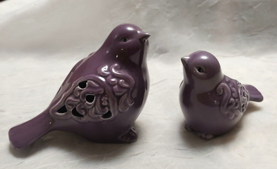 #ad Purple Ceramic Song Bird Filligree Wings Set of 2 $16.99