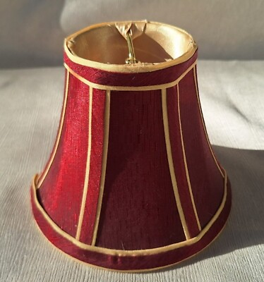 #ad #ad Lampshade Small Custom Decor Gold and Deep Red With Gold Satin Lining $22.95
