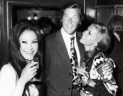 #ad Roger Moore with his Italian wife Luisa Mattioli and Michael Caine Old Photo AU $9.00