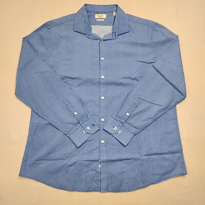 #ad Men Original Penguin Heritage Slim Fit Blue Button Shirt 17.5x36 37 Long Sleeve $11.99