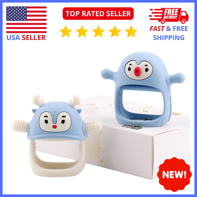 #ad Smily Mia Penguin and Reindeer 2Pack Baby Teething Toys Gift Set 0 18 Months $16.81