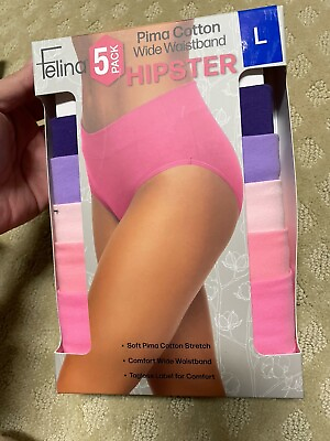 #ad Felina Hipster 5 Pack Pima Cotton Wide Waste Band Size L 14 16 $15.00