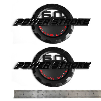 #ad #ad 2x OEM 6.0L Powerstroke Emblem POWER STROKE SUPER DUTY Badge fits F250 Black RE $28.43