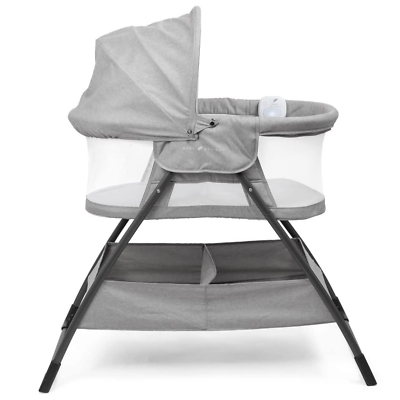 #ad Deluxe Baby Bassinet Bedside Sleeper Foldable Removeable Canopy Pebble Grey New $124.99