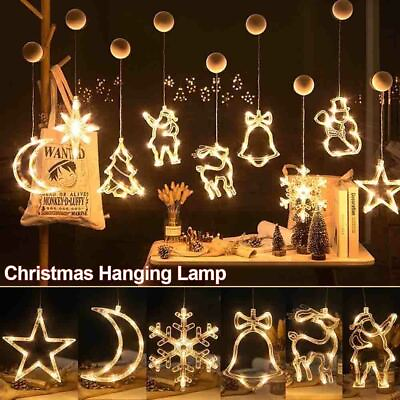 #ad Christmas Window Hanging Fairy LED String Lights Party Xmas Suction Cup Decor $5.75